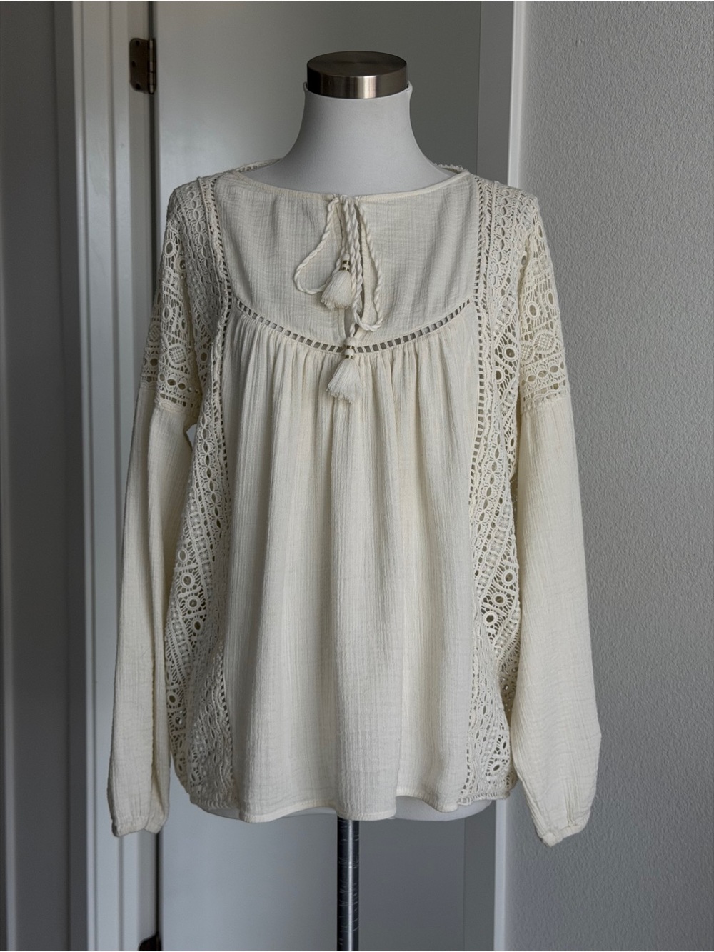 Sézane Cream Lace Blouse, Size 38